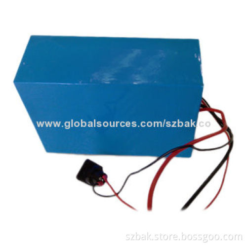 LiFePO4 Battery with Shrink Tube, 3A Charging Current, 43.8V Voltage, Measures 75 x 135 x 185mm